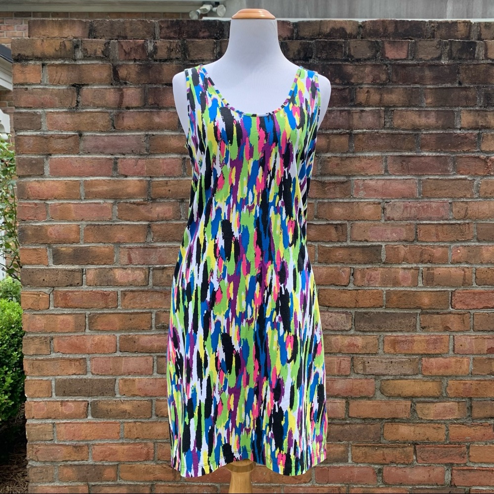 🏷️ City Streets 80’s Paint Brushstroke Fitted Tank Dress XL HALLOWEEN